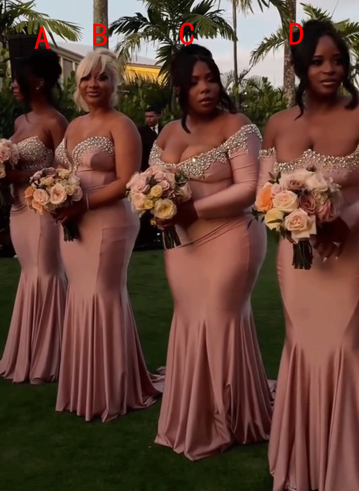 Trumpet/Mermaid Off-The-Shoulder Long Sleeves Court Train Jersey Evening Dresses With Rhinestone