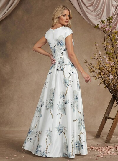 A-Line Scoop Neck Sleeveless Floor-Length Satin Mother Of The Bride Dresses With Flower(s)