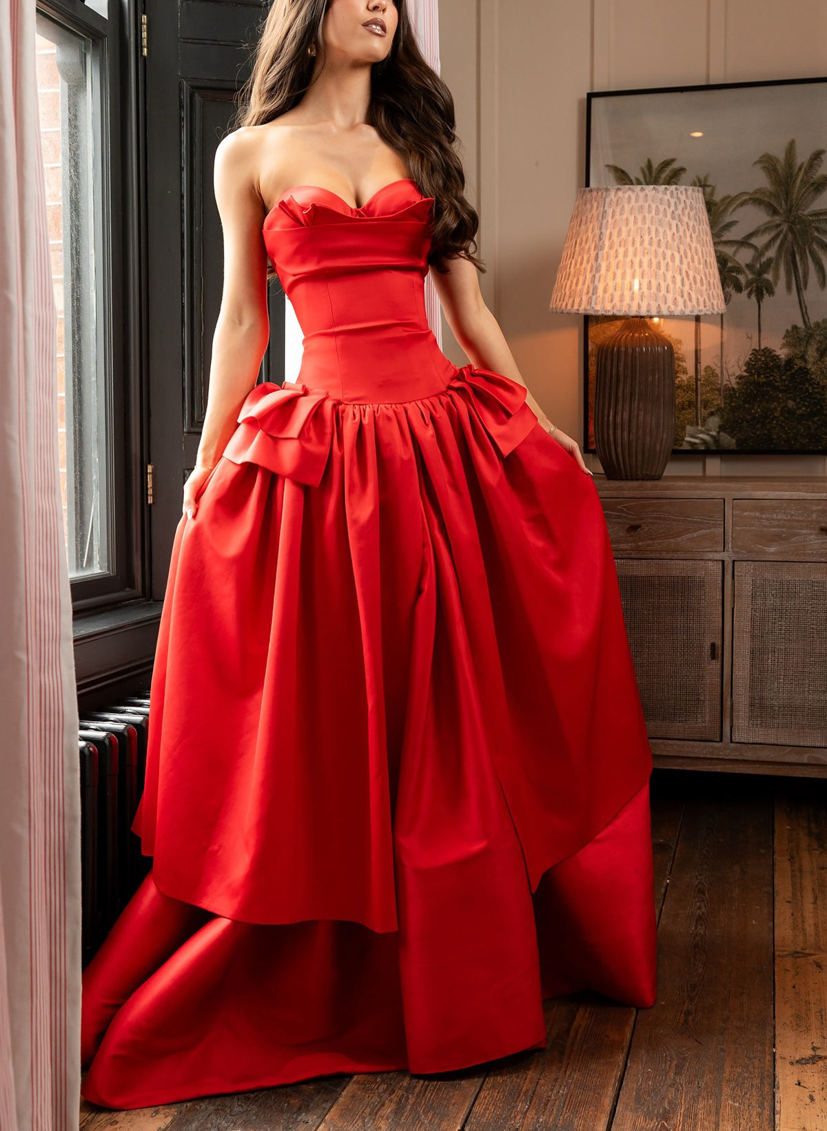 A-Line Sweetheart Sleeveless Sweep Train Prom Dress