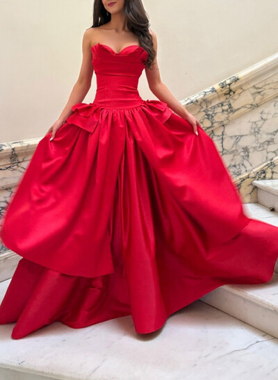 A-Line Sweetheart Sleeveless Sweep Train Prom Dress