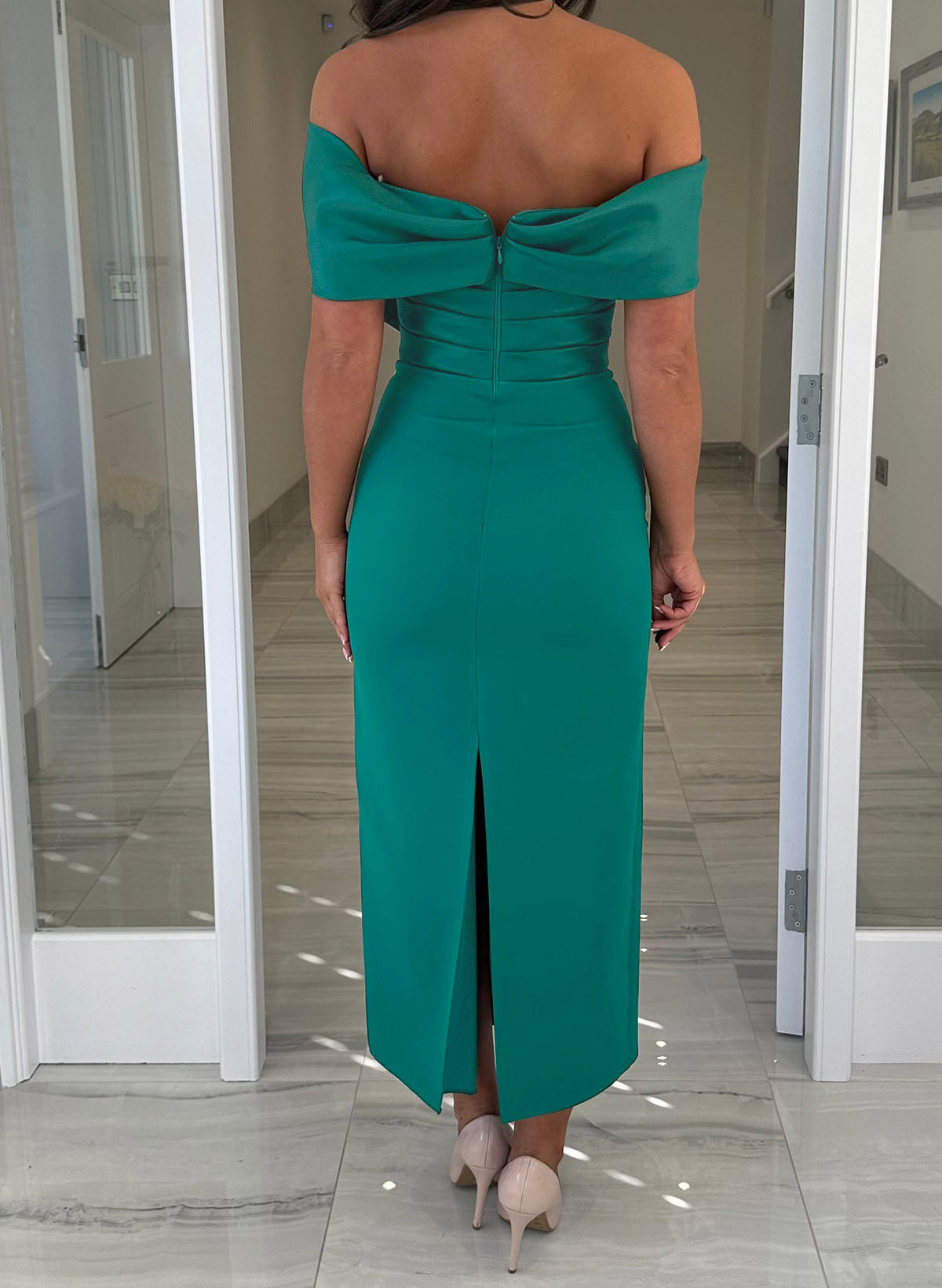 Sheath/Column Strapless Sleeveless Ankle-Length Elastic Satin Prom Dresses With Bow