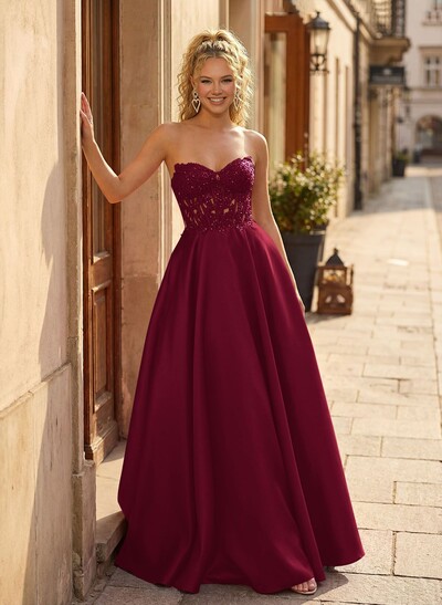 Trumpet/Mermaid Off-The-Shoulder 1/2 Sleeves Sweep Train Matte Satin Prom Dresses