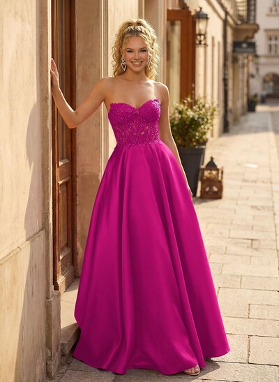 Trumpet/Mermaid Off-The-Shoulder 1/2 Sleeves Sweep Train Matte Satin Prom Dresses