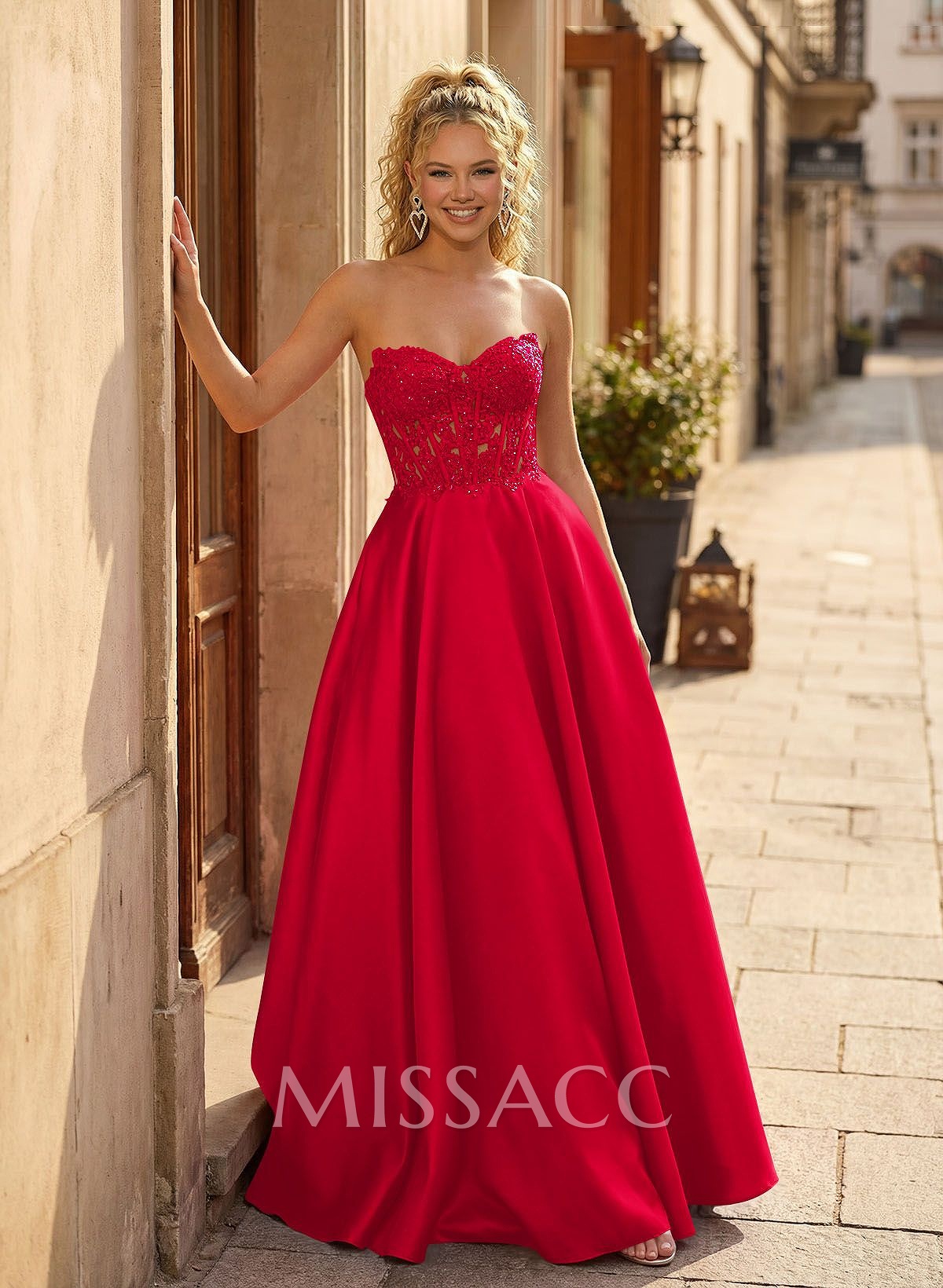 Trumpet/Mermaid Off-The-Shoulder 1/2 Sleeves Sweep Train Matte Satin Prom Dresses