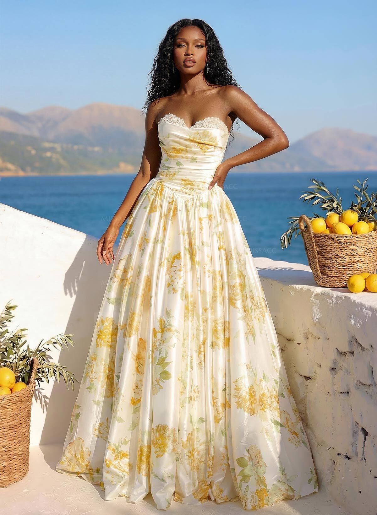 A-Line Sweetheart Sleeveless Floor-Length Satin Prom Dresses With Lace/Flower(s)