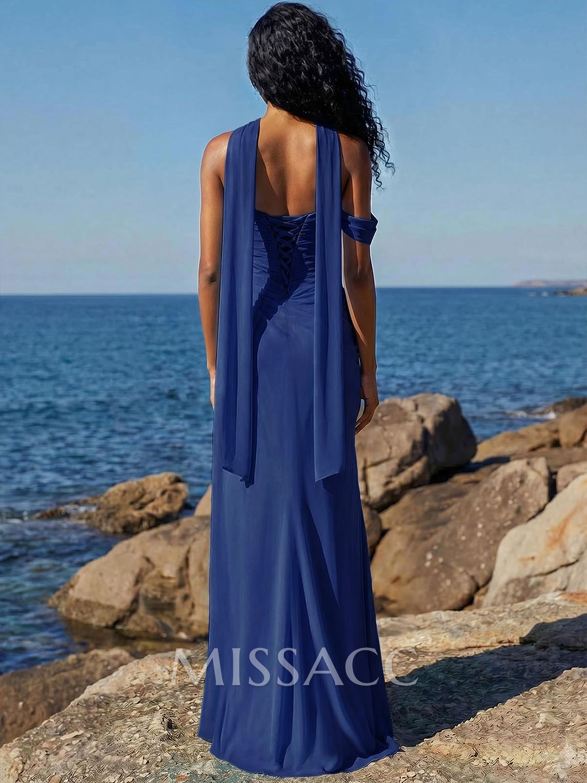 Sheath/Column One-Shoulder/Sweetheart Sleeveless Floor-Length Chiffon Prom Dresses With High Split Sheath/Column One-Shoulder/Sweetheart Sleeveless Floor-Length Chiffon Prom Dresses With High Split