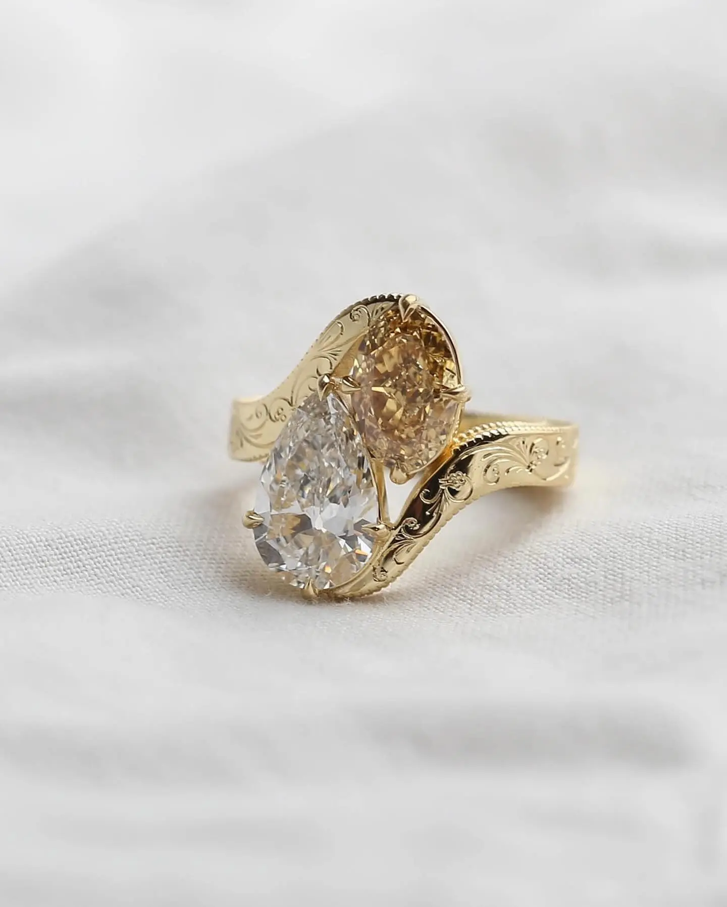 2CT Pear Cut Wedding Bands In Sterling Silver