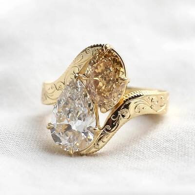 2CT Pear Cut Wedding Bands In Sterling Silver