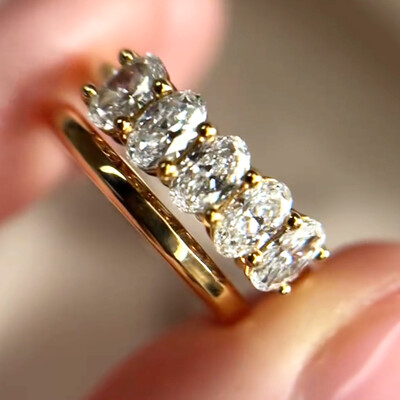 4CT Oval Cut Moissanite Wedding Bands Sets In Sterling Silver