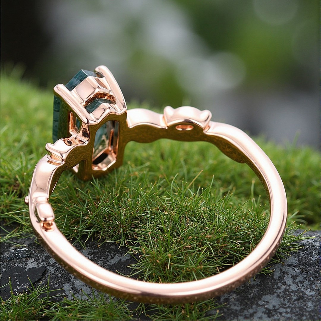 1CT Long Hexagon Moissanite Engagement Rings In Sterling Silver