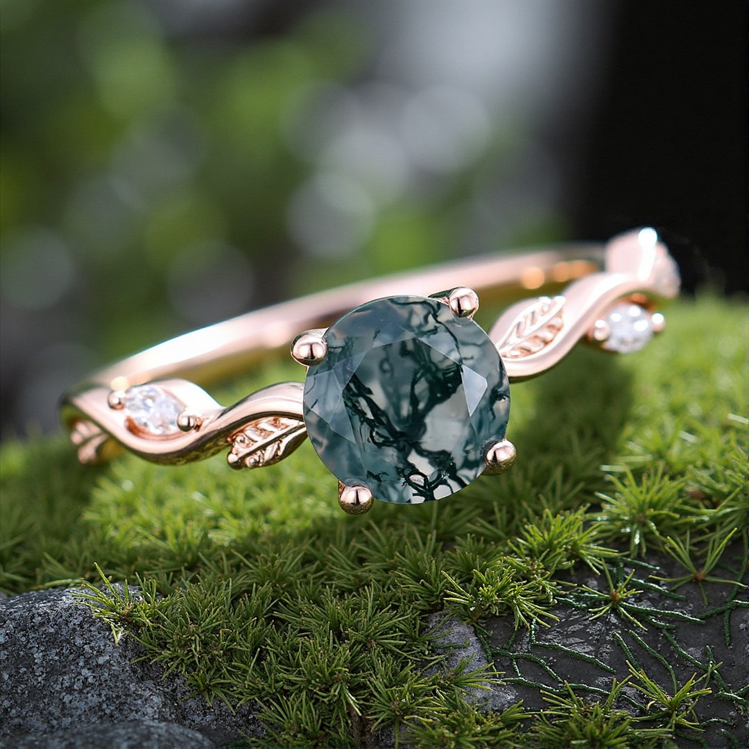 1CT Round Cut Moissanite Engagement Rings In Sterling Silver