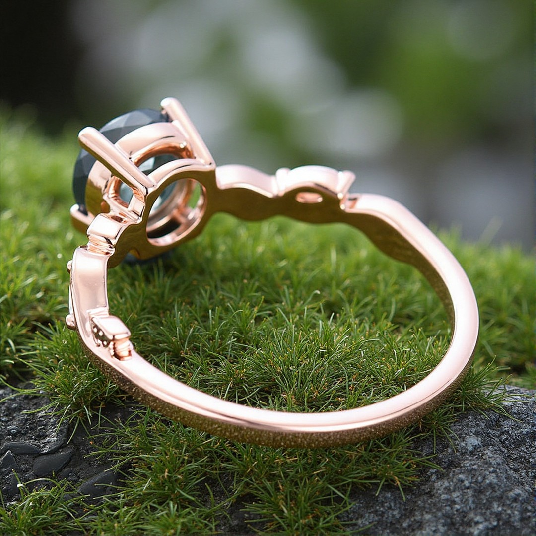 1CT Round Cut Moissanite Engagement Rings In Sterling Silver