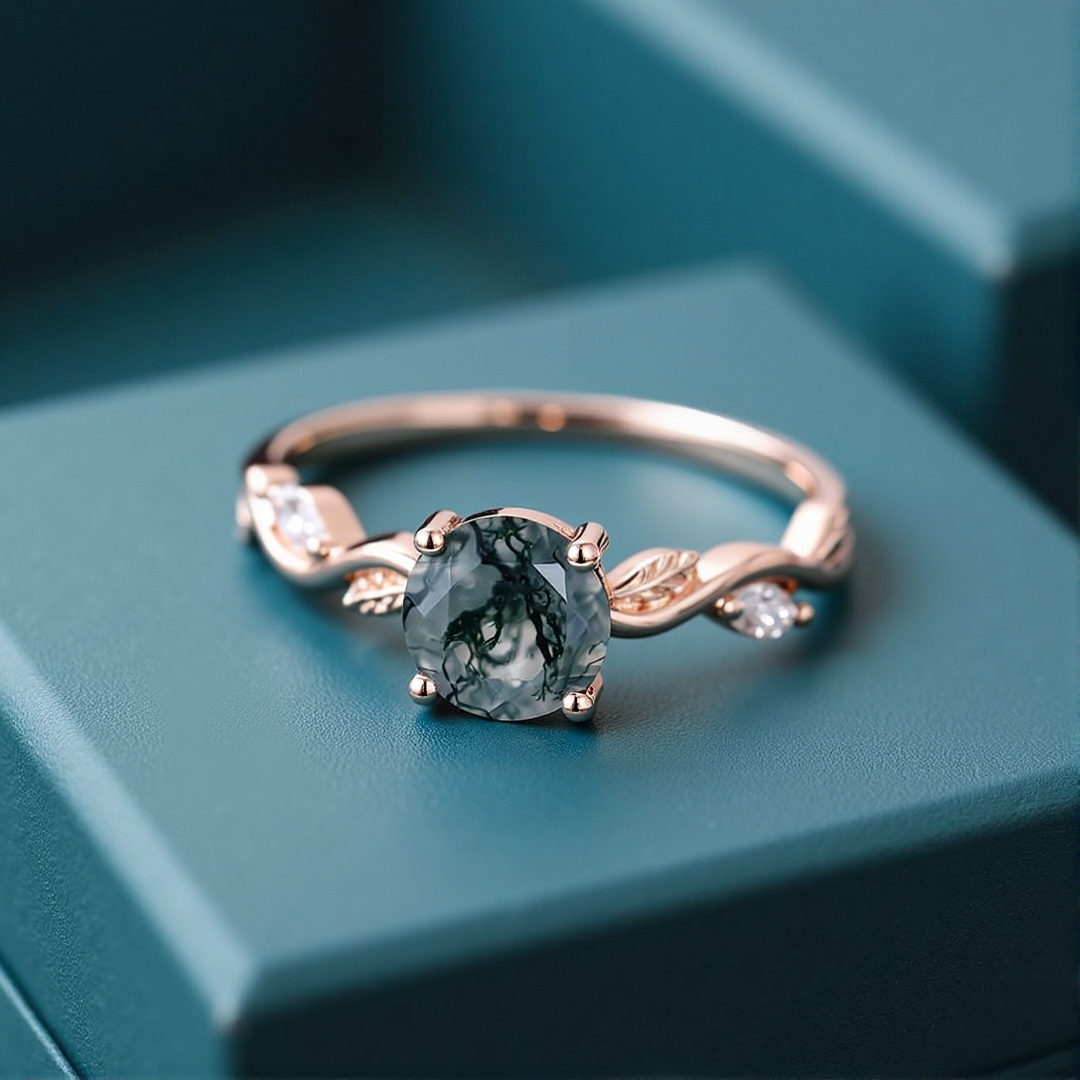 1CT Round Cut Moissanite Engagement Rings In Sterling Silver