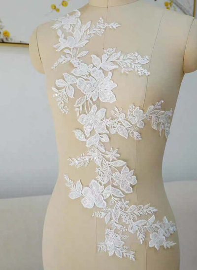 Lace Applique Edge Floral One-Tier Tulle/Lace Elbow Bridal Veils