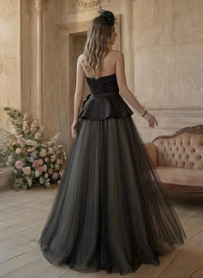 Ball-Gown Sweetheart Sleeveless Court Train Tulle/Twill Satin Wedding Dresses
