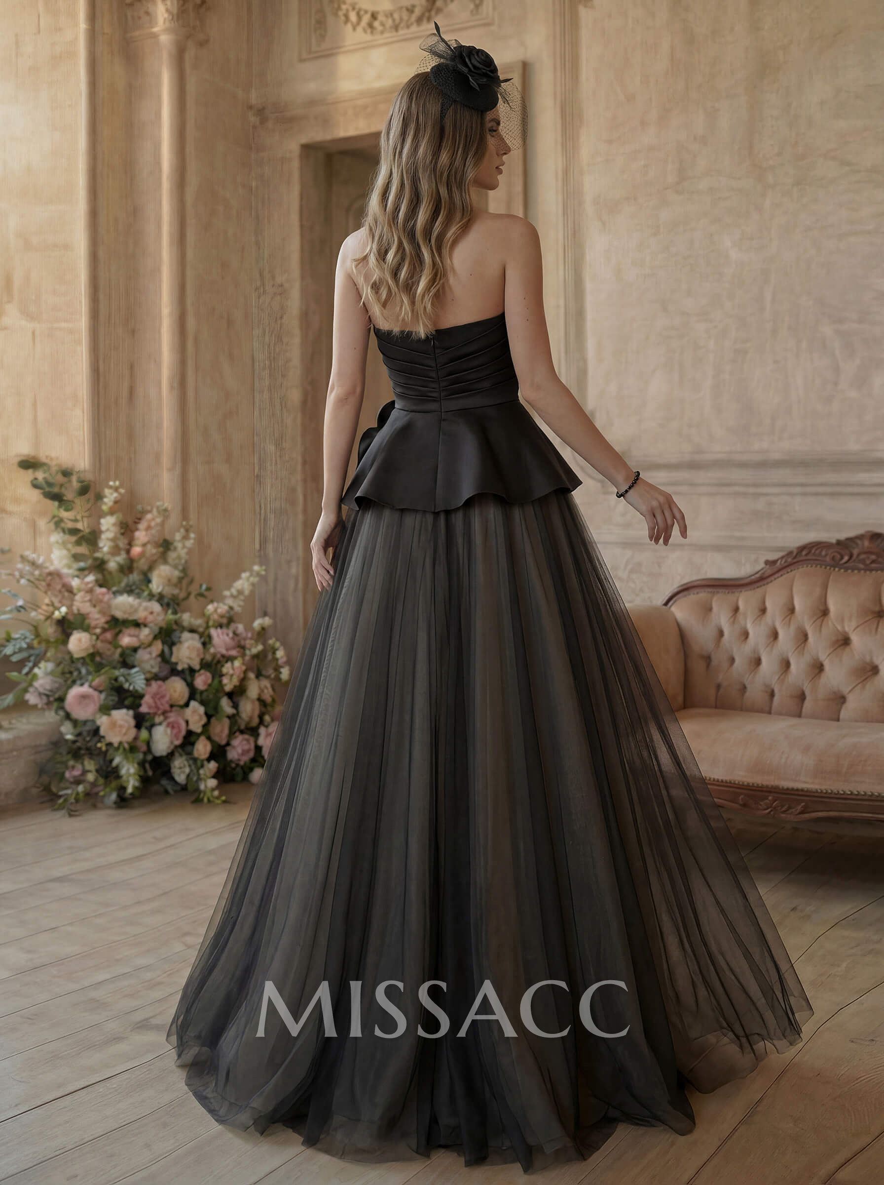 A-Line Sweetheart Sleeveless Court Train Tulle/Twill Satin Wedding Dresses