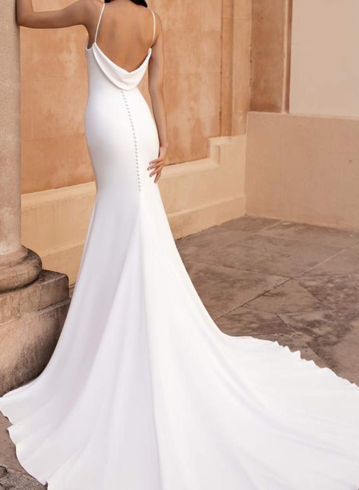 Trumpet/Mermaid V-Neck Sleeveless Court Train Elastic Satin Wedding Dresses With Beading