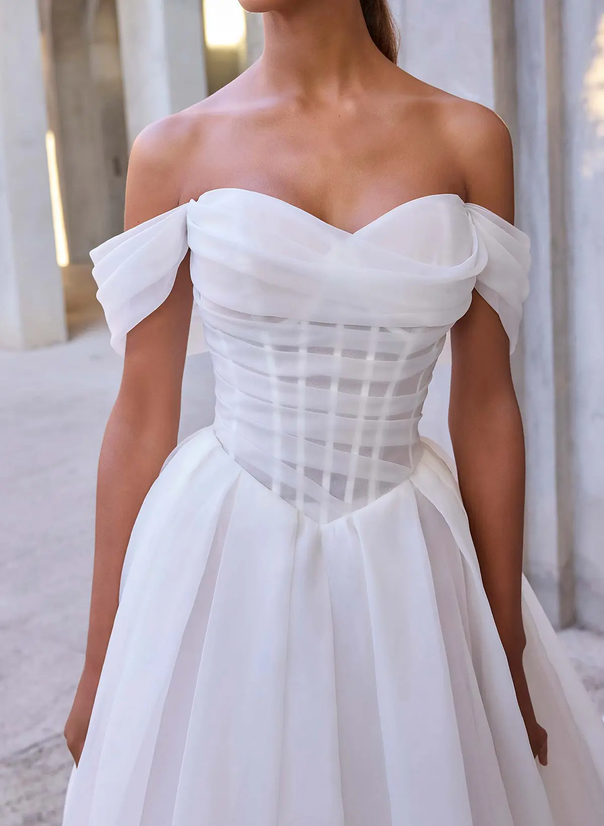 off the shoulder pleated tulle wedding dress Simple Tulle Off The Shoulder Pleated Wedding Dresses