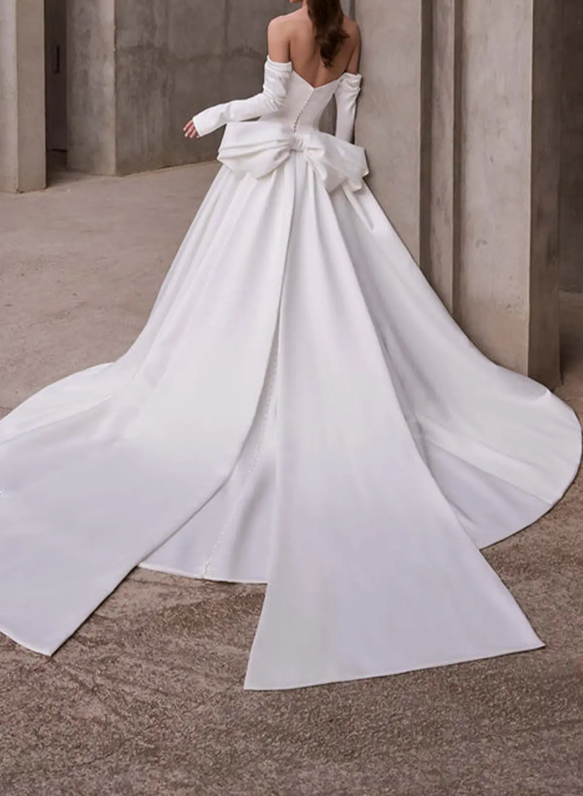 long sleeve cathedral wedding dress A-Line Ball Gown Long Sleeve Cathedral Train Tulle Lace Satin Dress