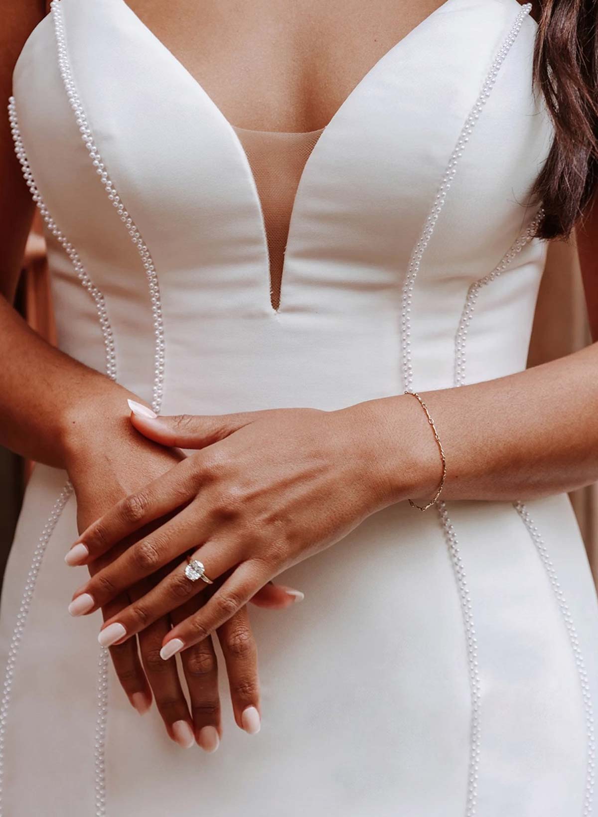 Trumpet/Mermaid Strapless Sleeveless Cathedral Satin Wedding Dresses With Beading