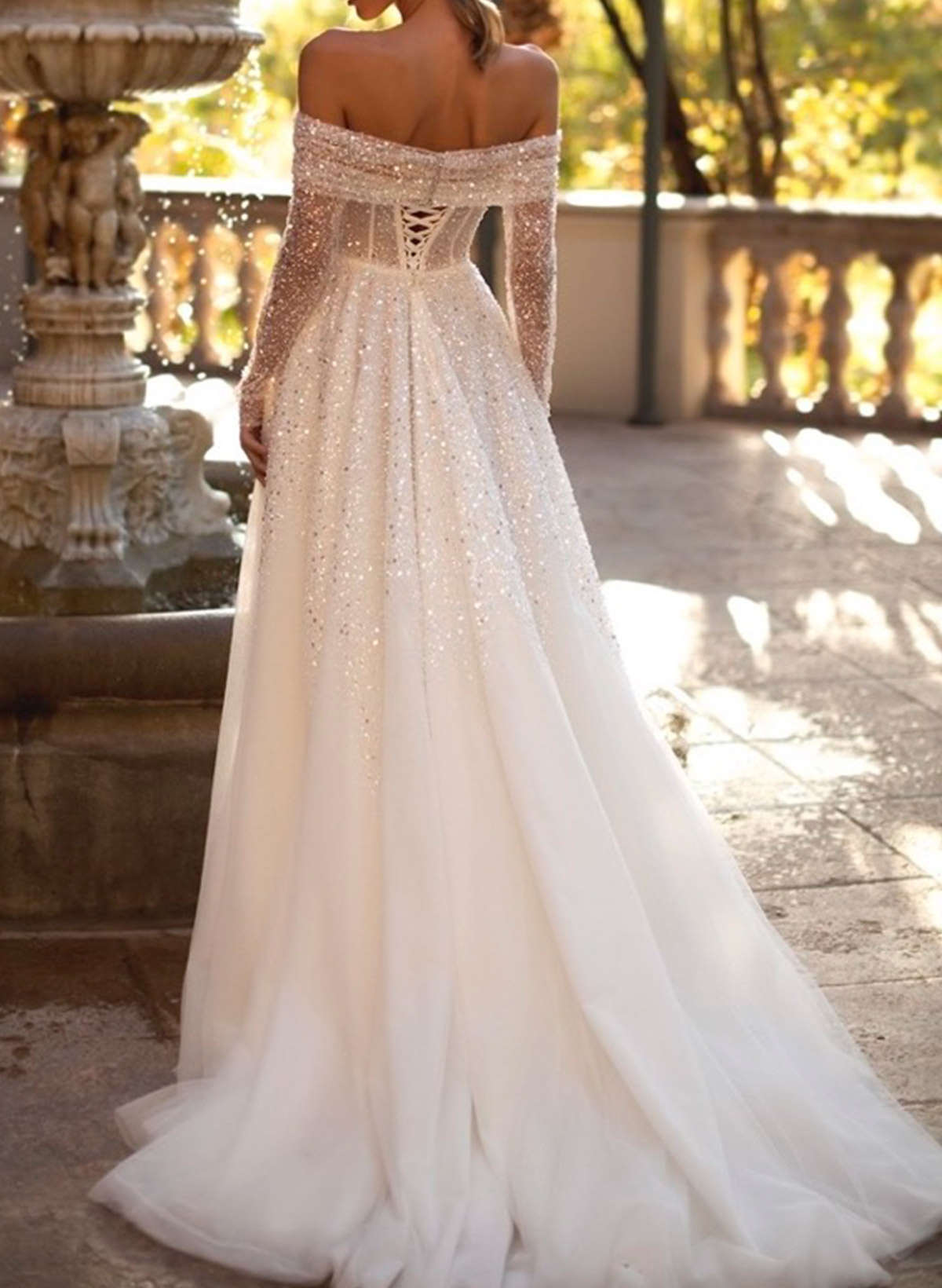 A-Line Sweetheart Detachable Sleeves Sweep Train Satin/Tulle Wedding Dresses With High Split