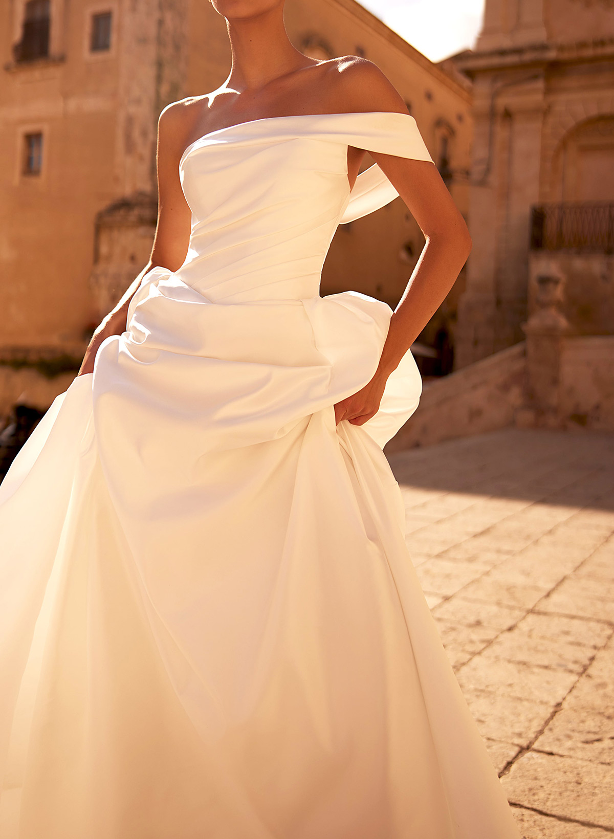 A-Line One-Shoulder Sleeveless Court Train Matte Satin Wedding Dresses With Pleated