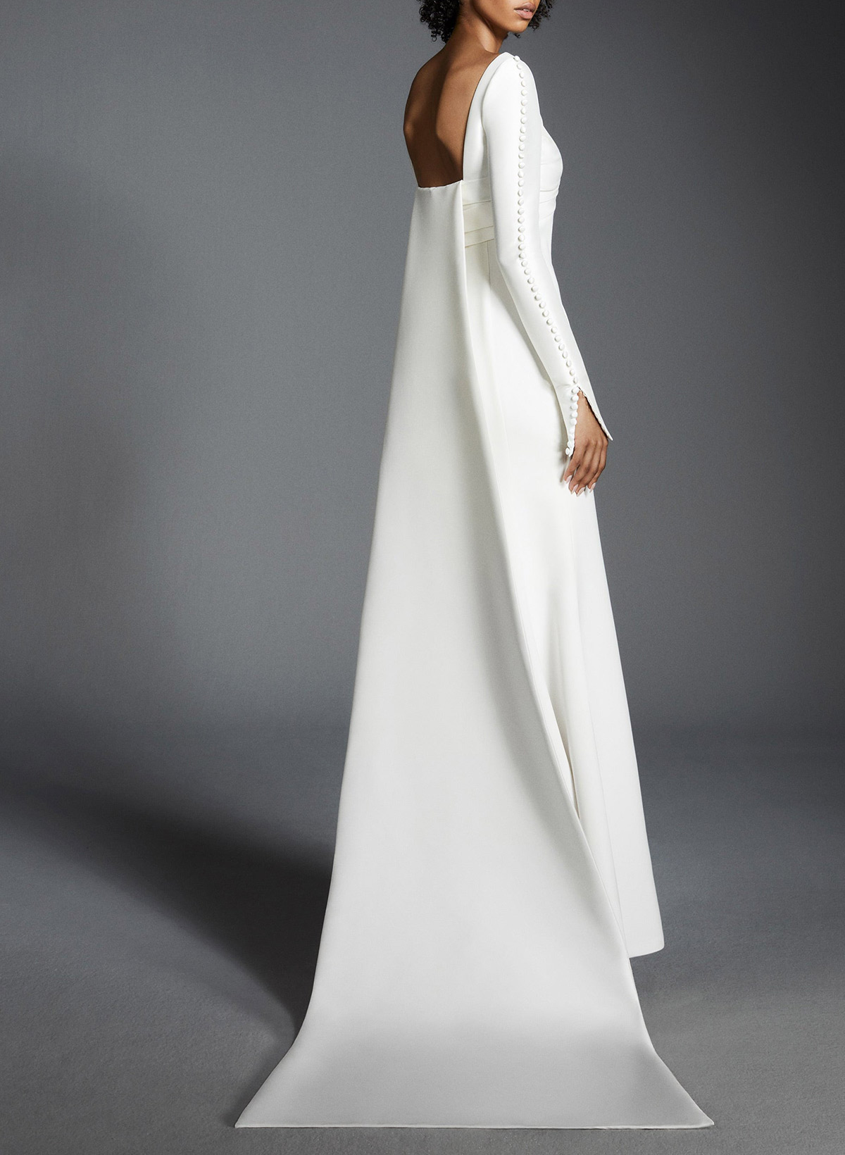 Trumpet/Mermaid V-Neck Long Sleeves Sweep Train Elastic Satin Wedding Dresses