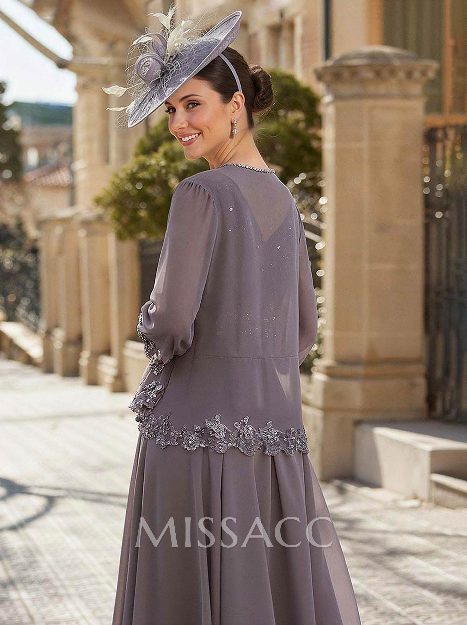 Open Front Chiffon Shawl With Lace Open Front Chiffon Shawl With Lace