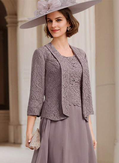 Open Front Chiffon/Lace Shawl With Lace