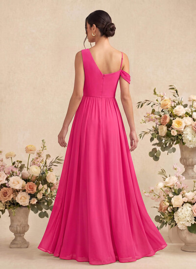 Jumpsuit/Pantsuit Asymmetrical Sleeveless Floor-Length Chiffon Bridesmaid Dresses