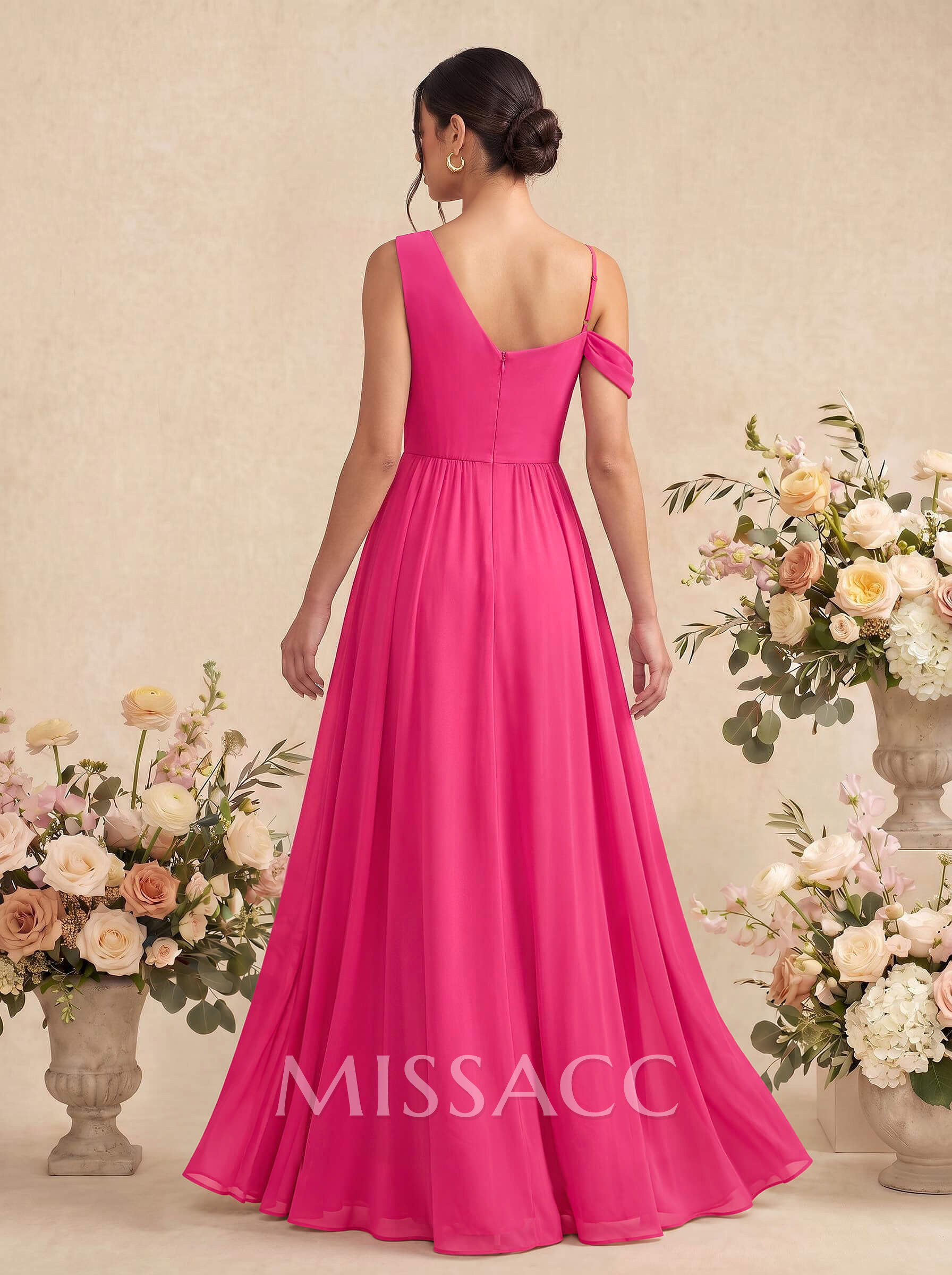 Jumpsuit/Pantsuit Asymmetrical Sleeveless Floor-Length Chiffon Bridesmaid Dresses