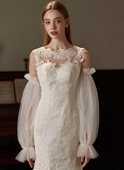 Fingerless Opera Length Tulle Bridal Gloves