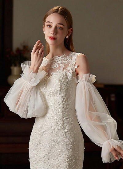 Fingerless Opera Length Tulle Bridal Gloves