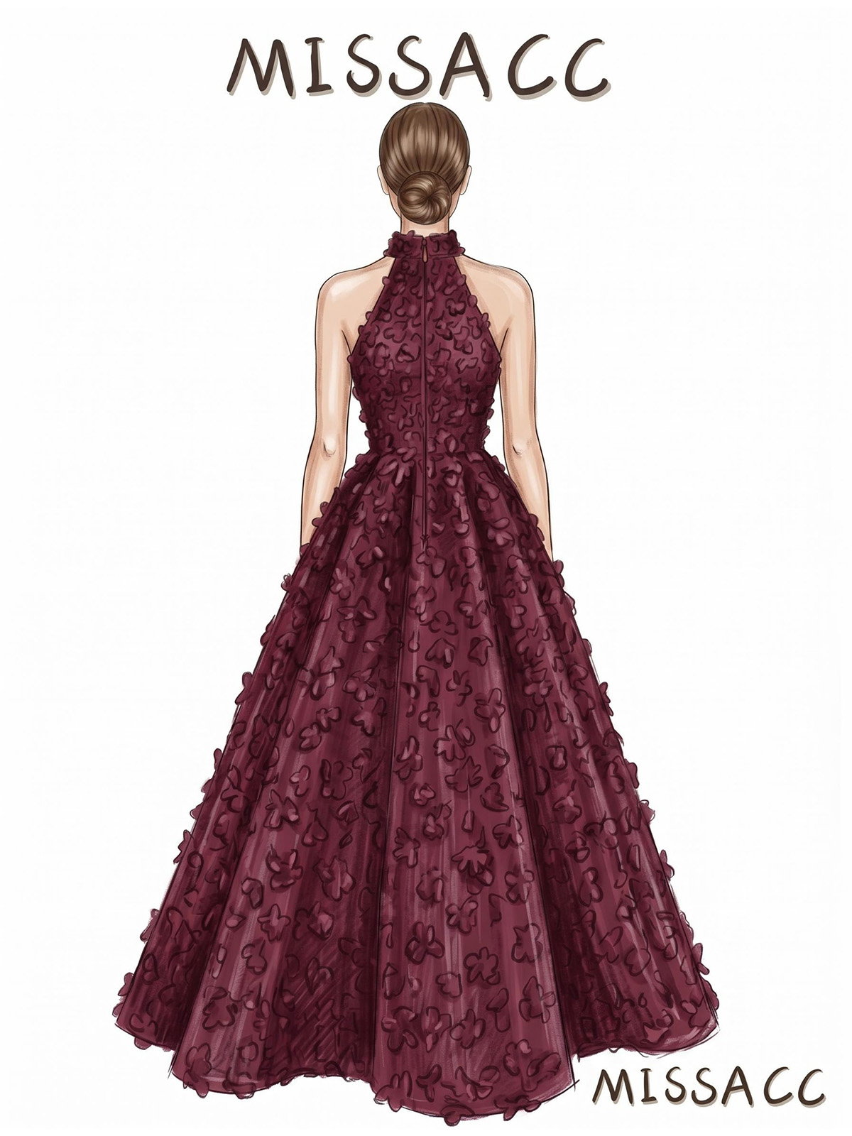 Ball-Gown High Neck Sleeveless Floor-Length Lace/Satin Evening Dresses