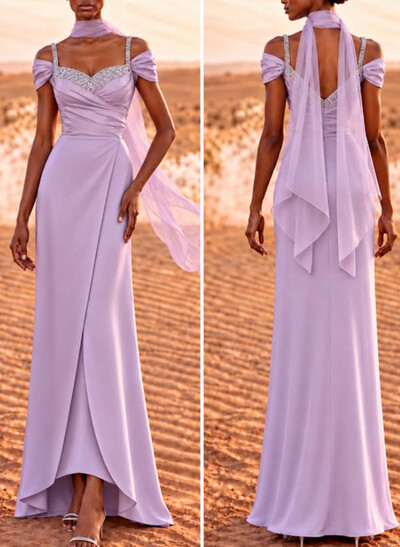 Sheath/Column Sweetheart Sleeveless Floor-Length Charmeuse Evening Dresses