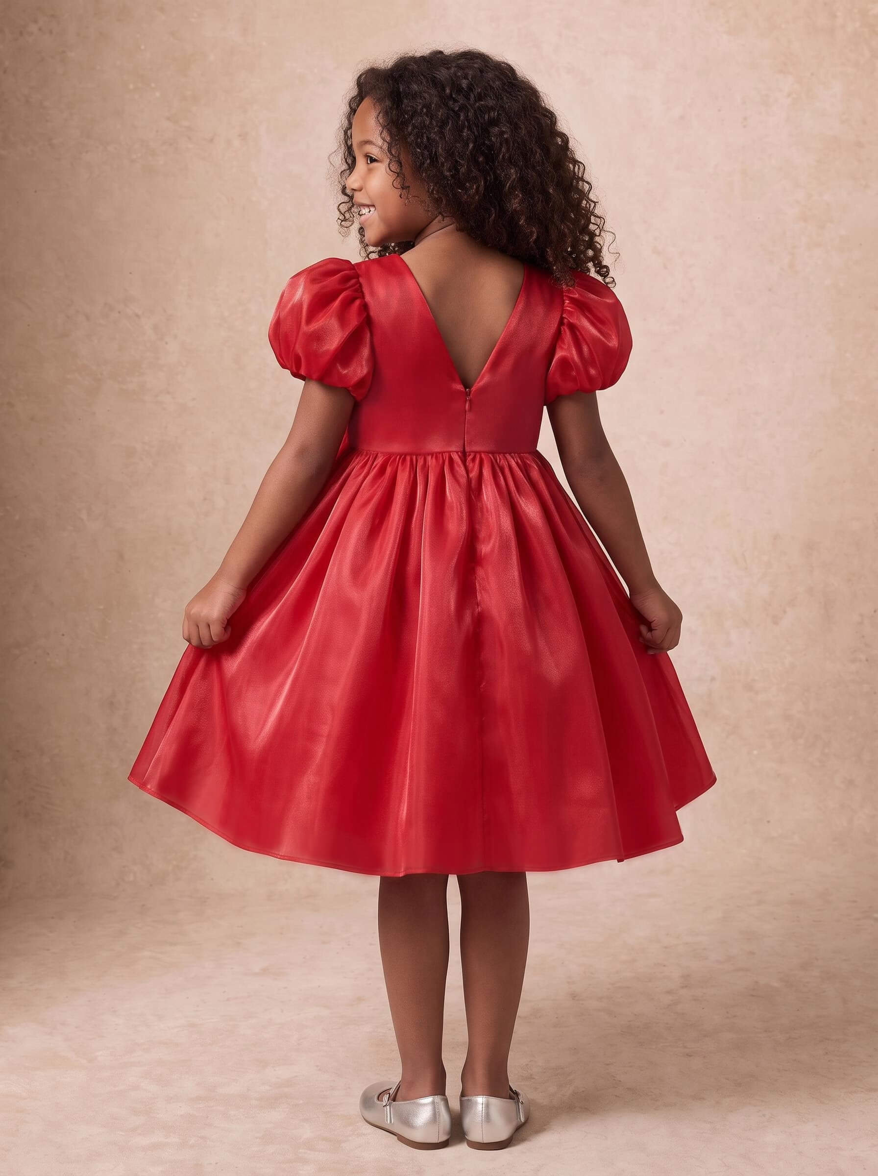 Ball-Gown Scoop Neck Short Sleeves Knee-Length Flower Girl Dresses With Bow
