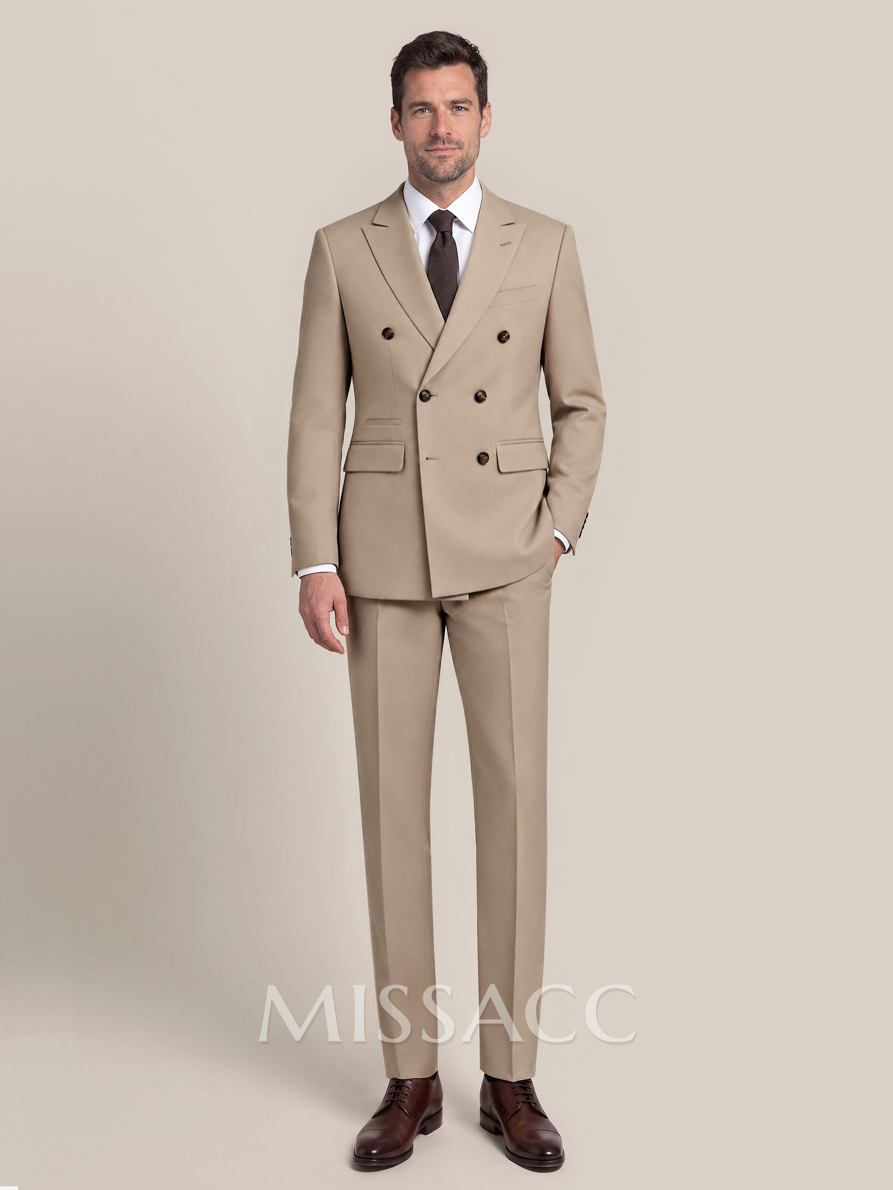 Retro Notch Lapel Double Breasted 2-Piece Suits