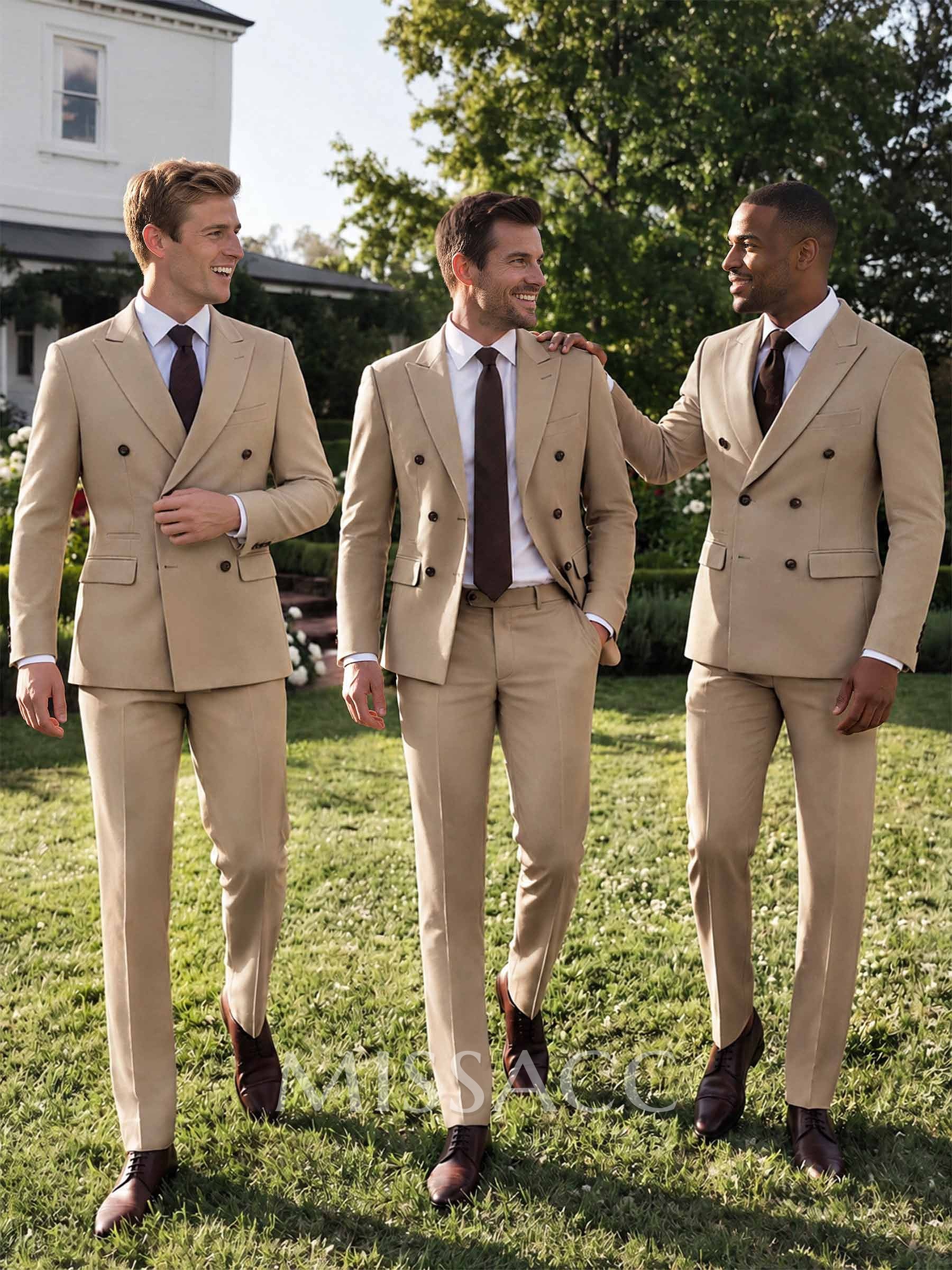 Retro Notch Lapel Double Breasted 2-Piece Suits