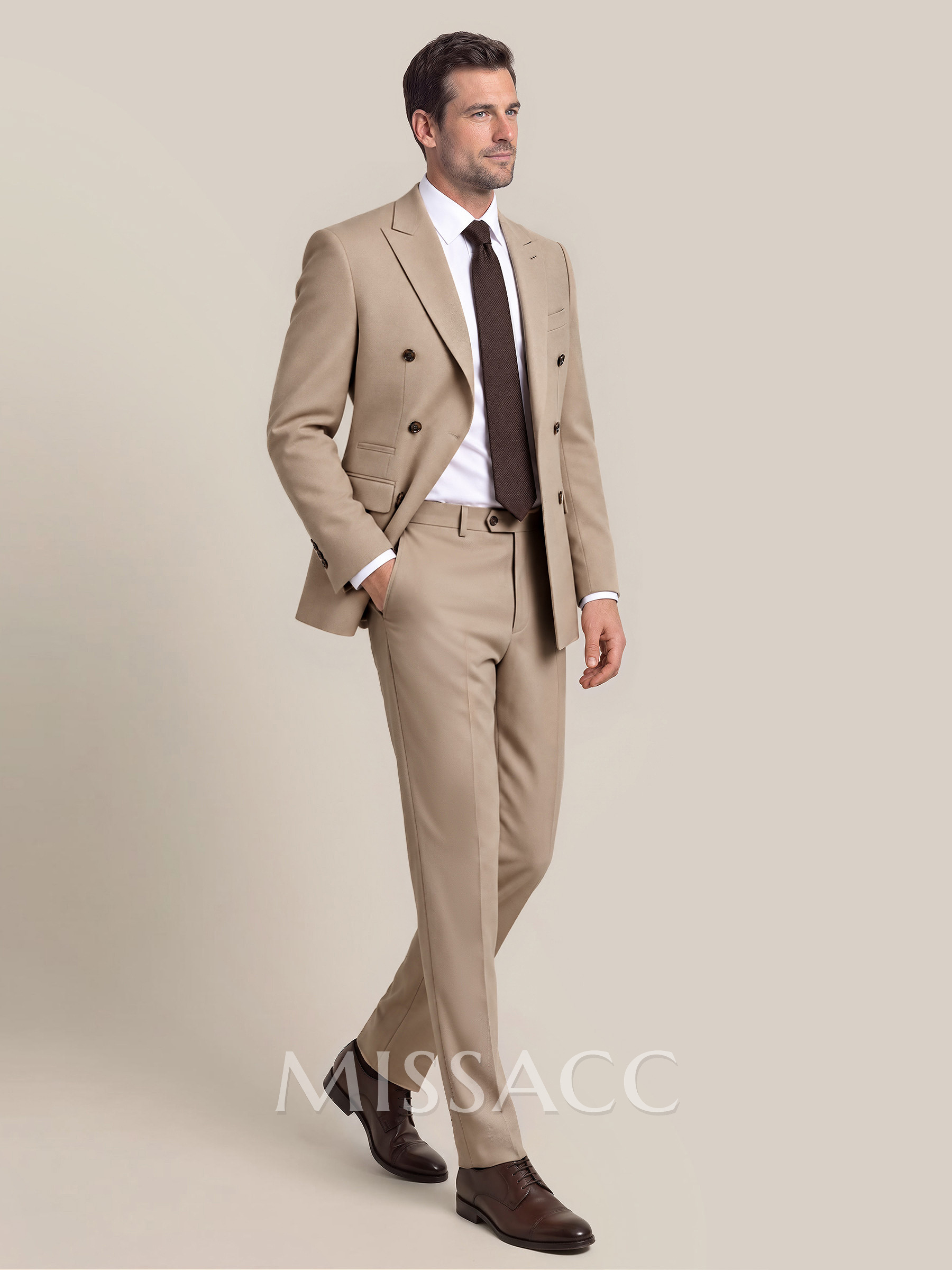 Retro Notch Lapel Double Breasted 2-Piece Suits