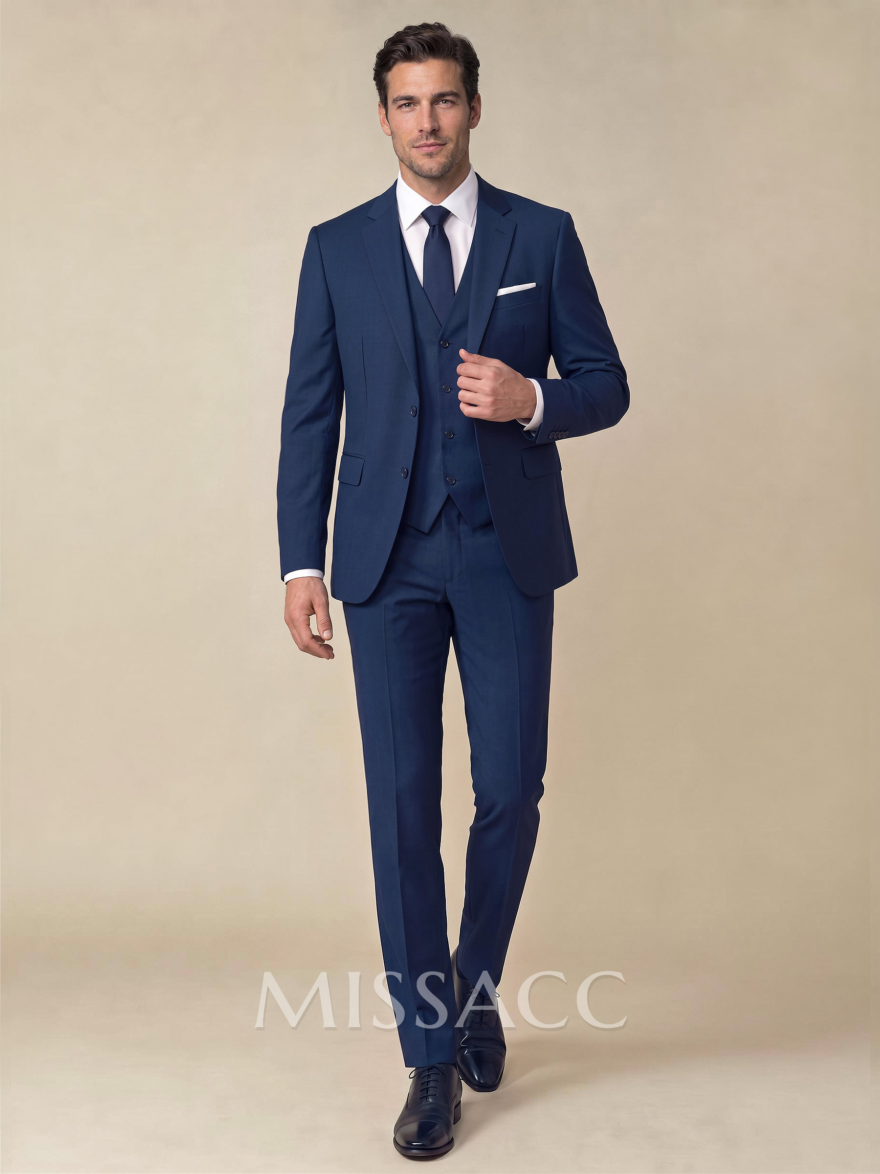 Classic Notch Lapel Single Breasted 3-Piece Suits