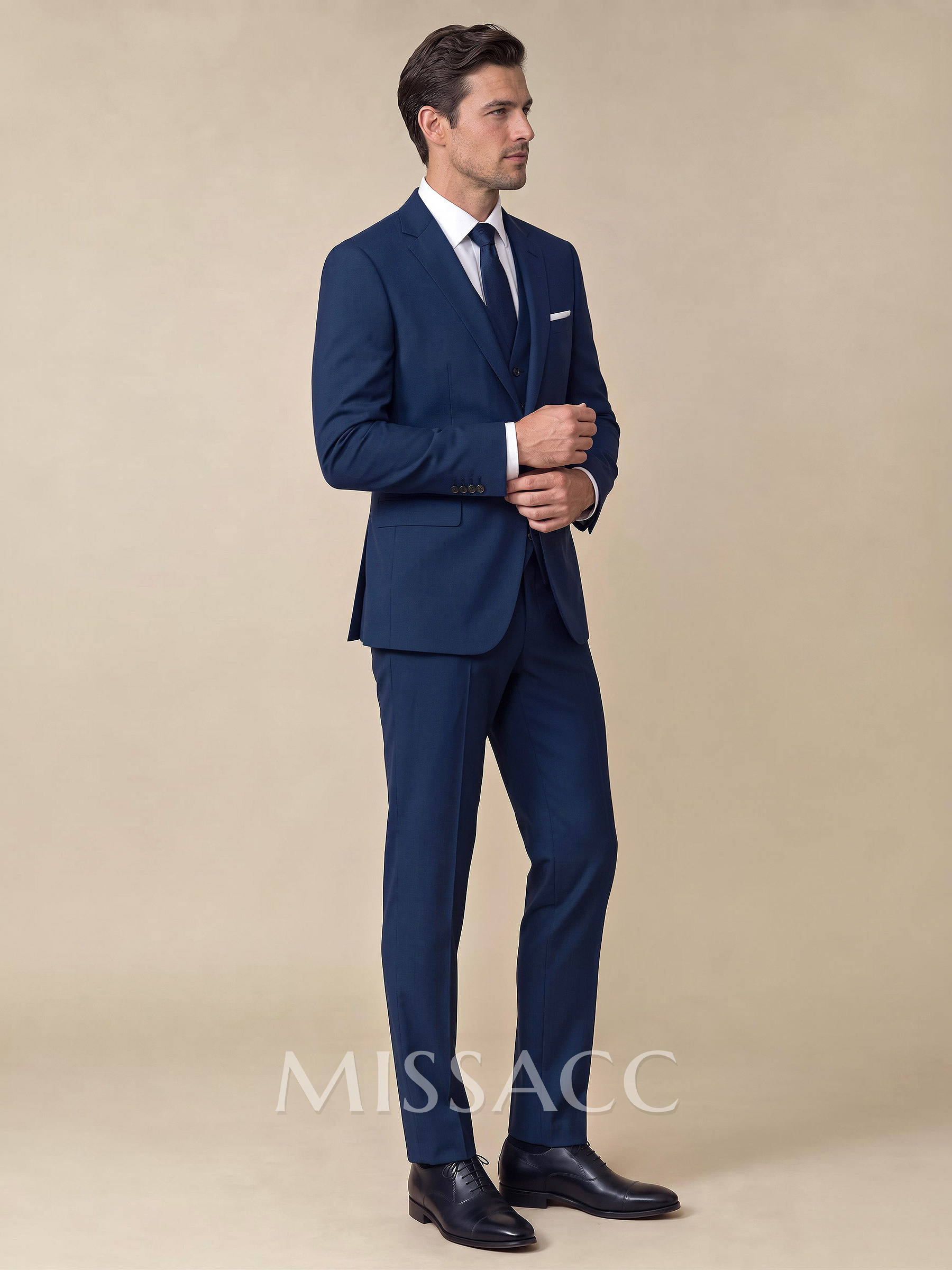 Classic Notch Lapel Single Breasted 3-Piece Suits