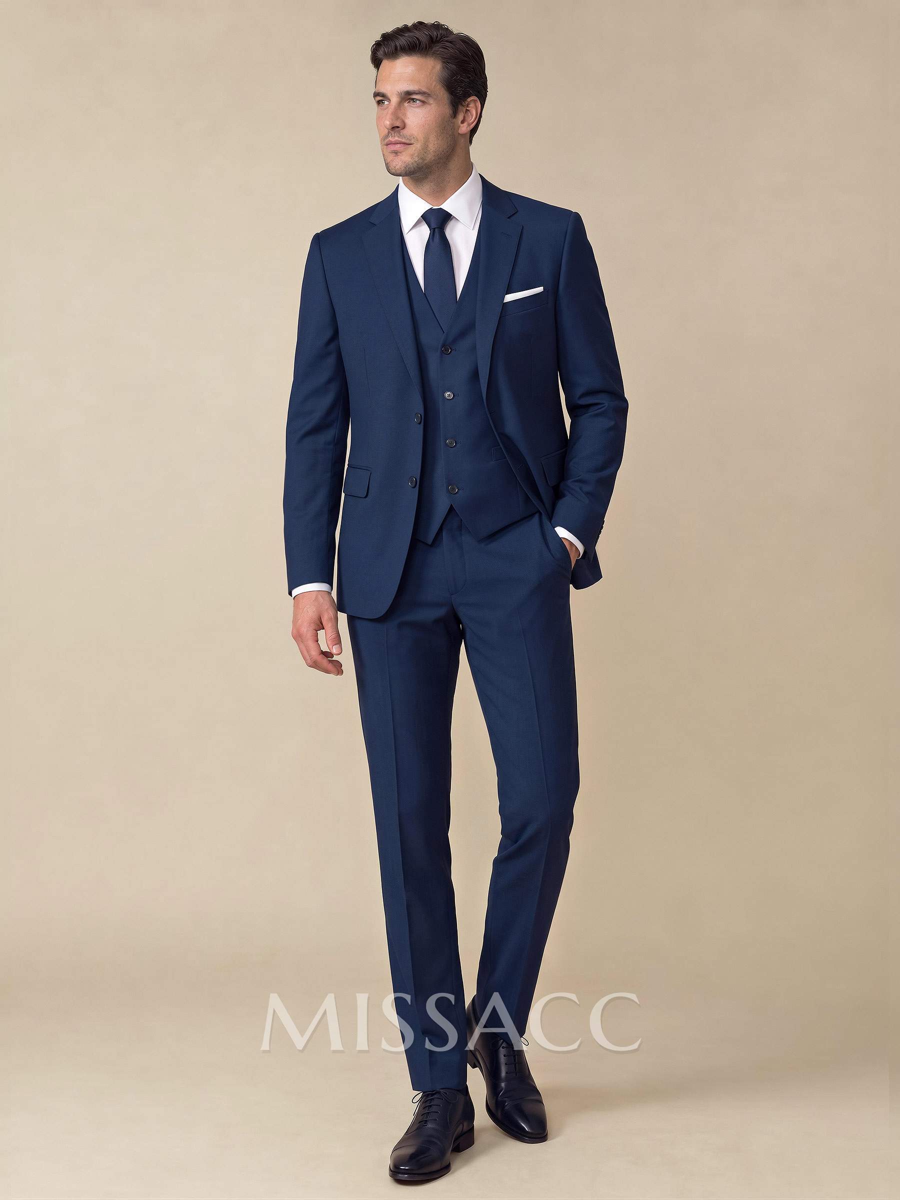 Classic Notch Lapel Single Breasted 3-Piece Suits