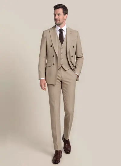 Retro Notch Lapel Double-Breasted 3-Piece Suits