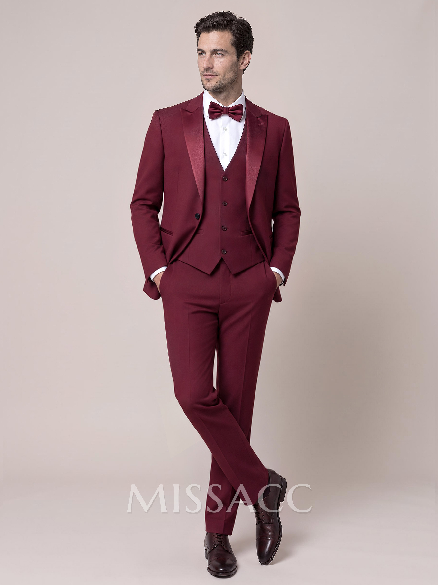 Classic Sharp Collar Single Breasted 3-Piece Suits