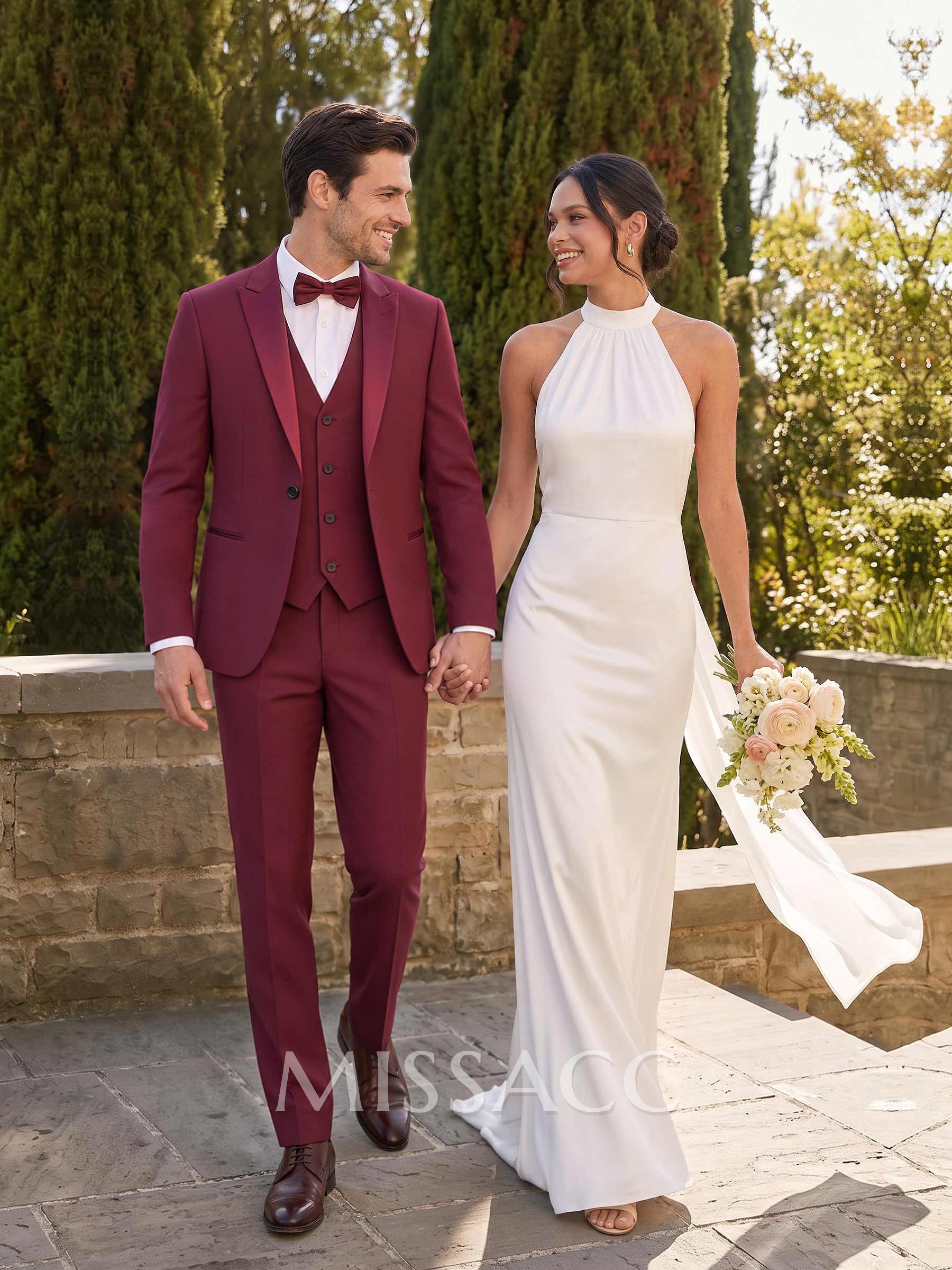 Classic Sharp Collar Single Breasted 3-Piece Suits