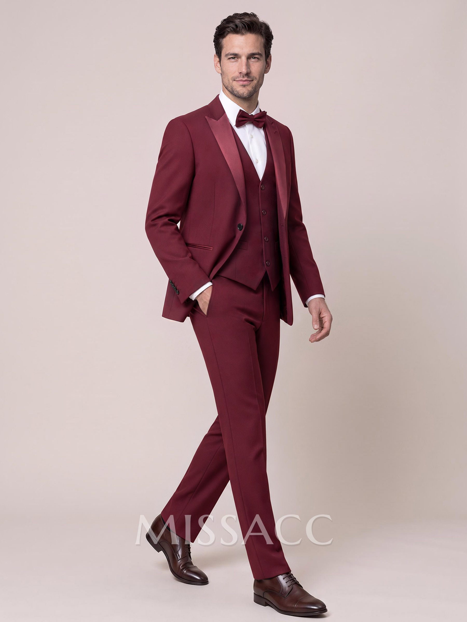 Classic Sharp Collar Single Breasted 3-Piece Suits