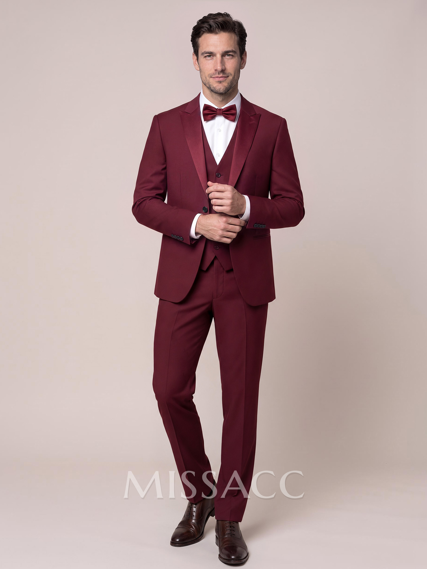 Classic Sharp Collar Single Breasted 3-Piece Suits