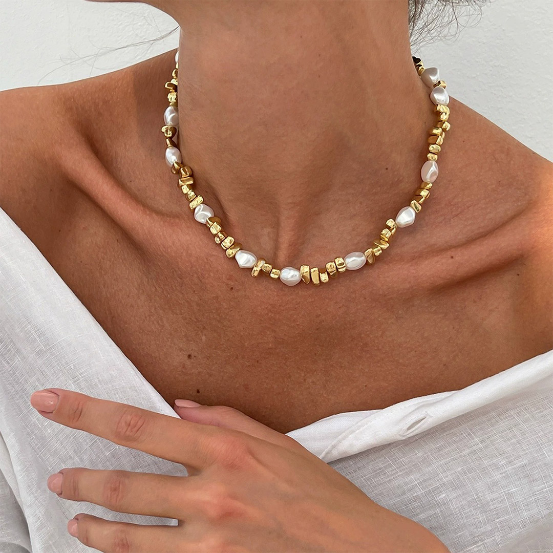 Baroque Irregular Imitation Pearl Choker Necklaces