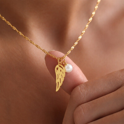 Angel Wings Feather Pendant Necklace