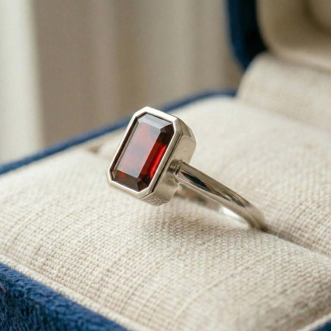 5x7mm Emerald Cut Sona Simulated Diamond Engagement Rings In Sterling Silver